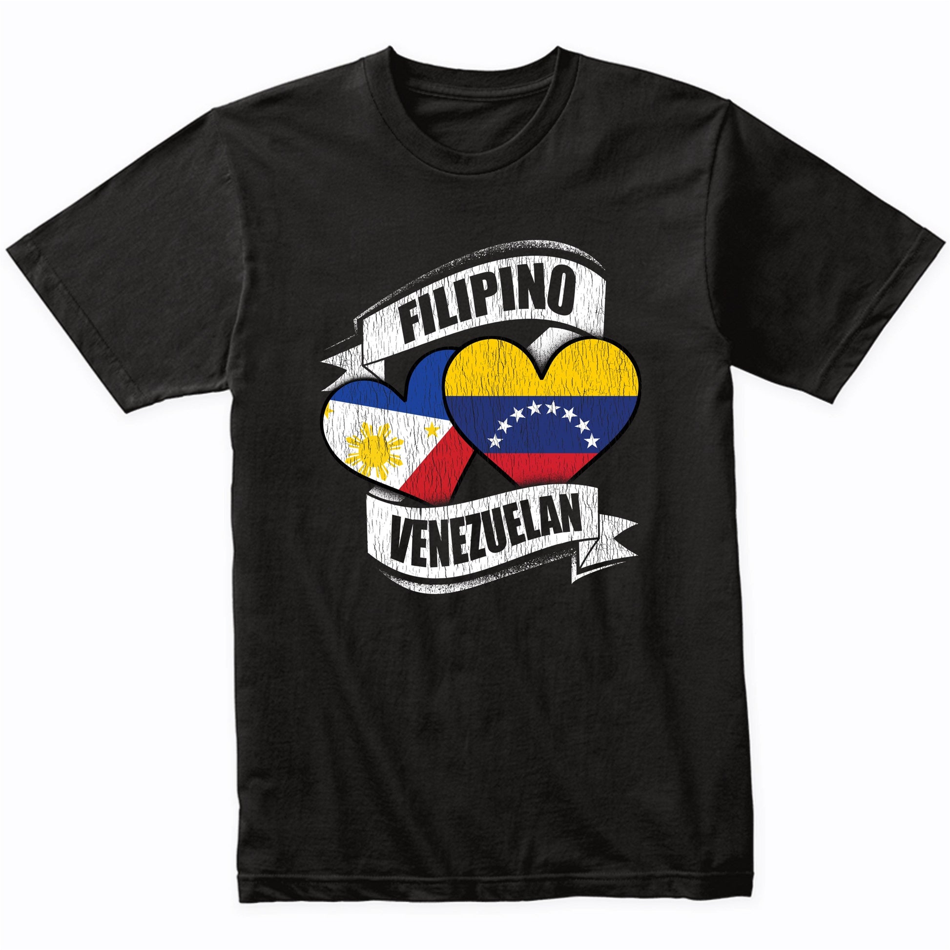 Filipino Venezuelan Hearts Philippines Venezuela Flags T-Shirt