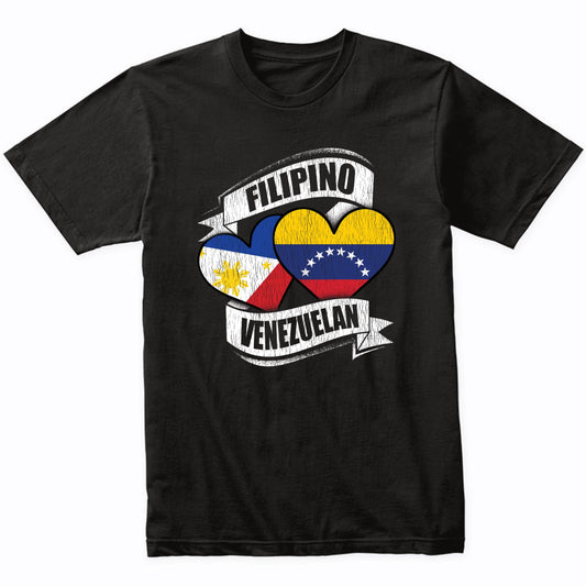 Filipino Venezuelan Hearts Philippines Venezuela Flags T-Shirt