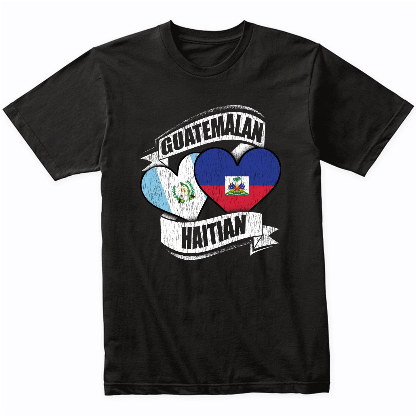 Guatemalan Haitian Hearts Guatemala Haiti Flags T-Shirt