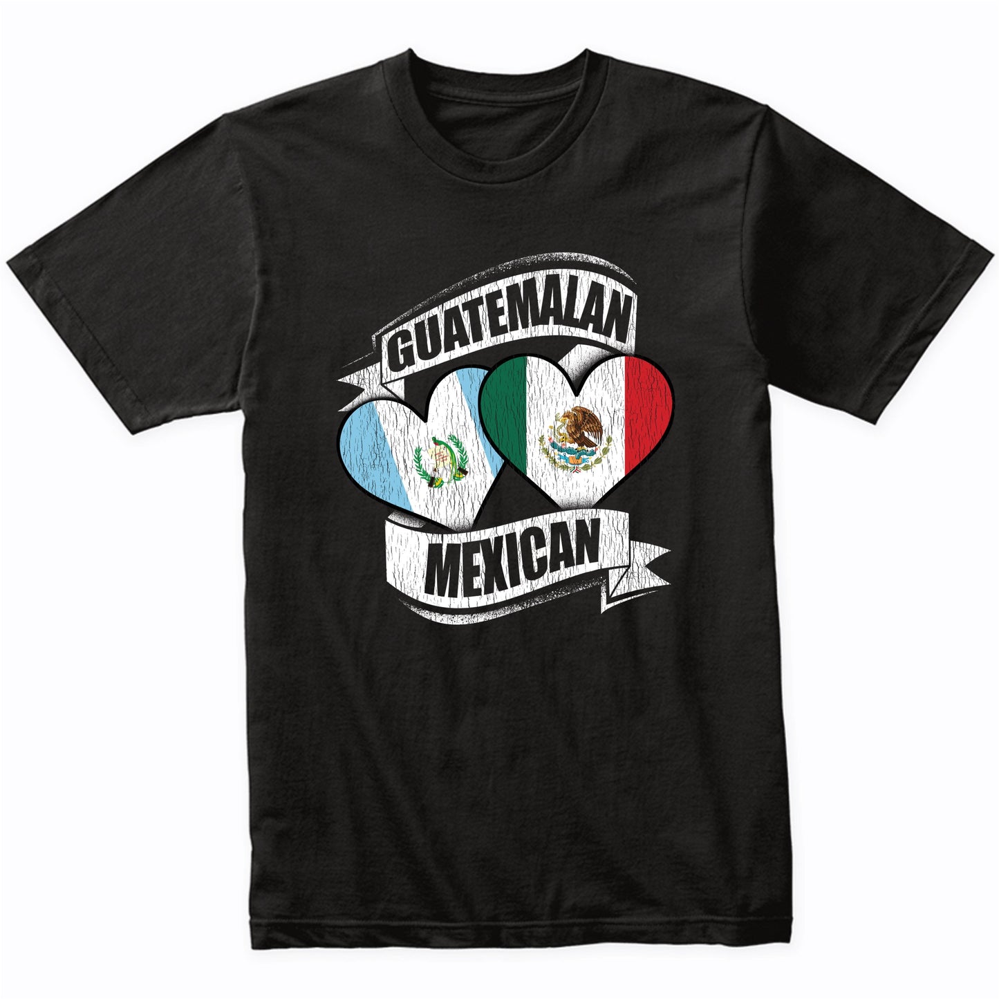 Guatemalan Mexican Hearts Guatemala Mexico Flags T-Shirt