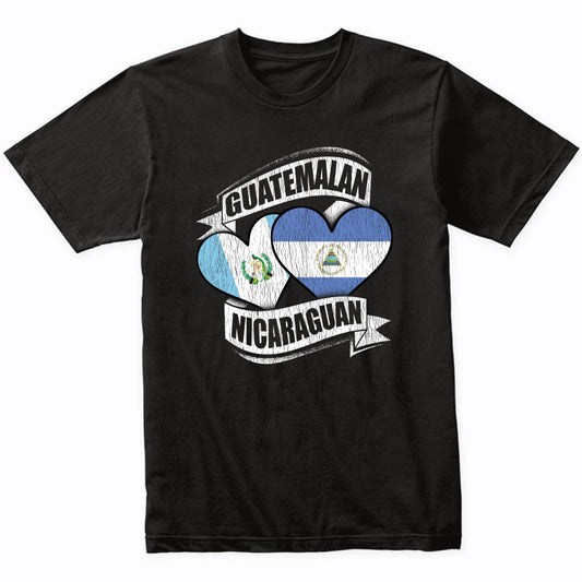 Guatemalan Nicaraguan Hearts Guatemala Nicaragua Flags T-Shirt