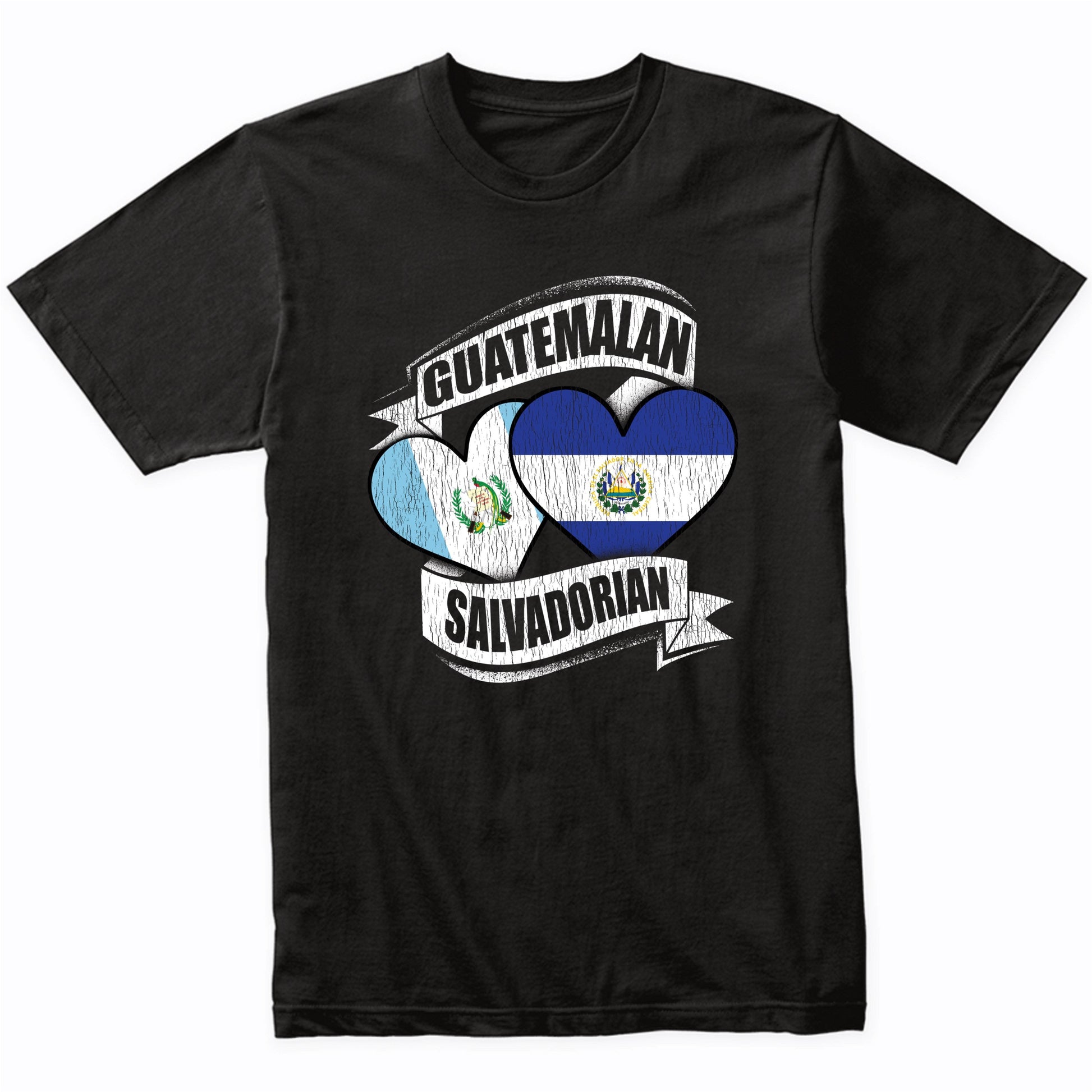 Guatemalan Salvadorian Hearts Guatemala El Salvador Flags T-Shirt