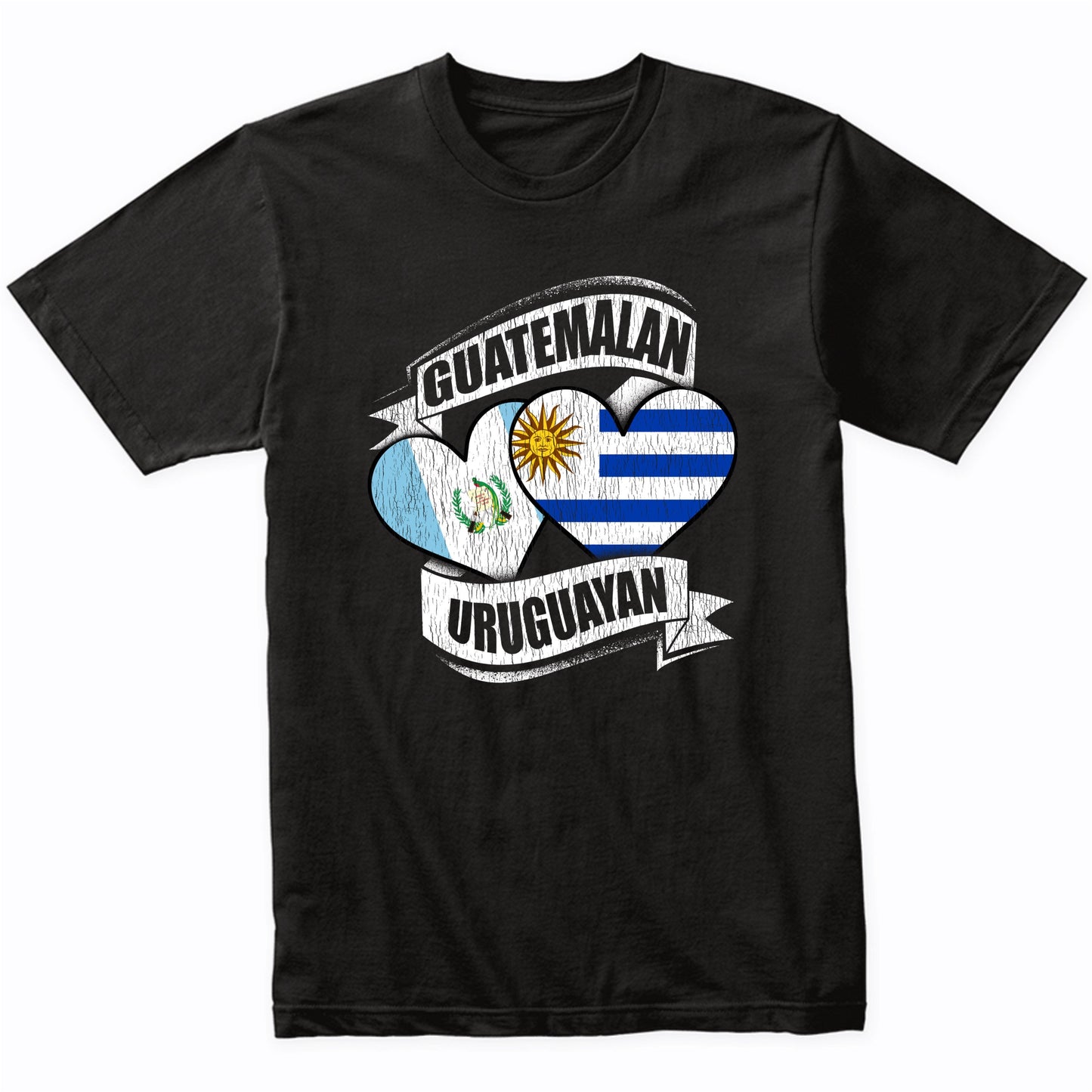 Guatemalan Uruguayan Hearts Guatemala Uruguay Flags T-Shirt