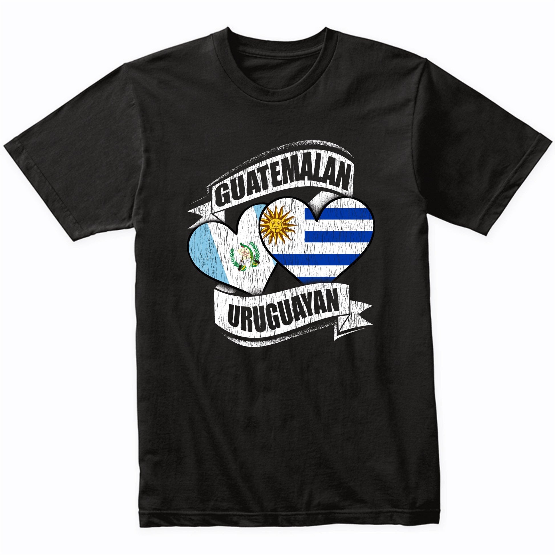 Guatemalan Uruguayan Hearts Guatemala Uruguay Flags T-Shirt