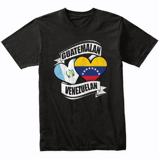 Guatemalan Venezuelan Hearts Guatemala Venezuela Flags T-Shirt