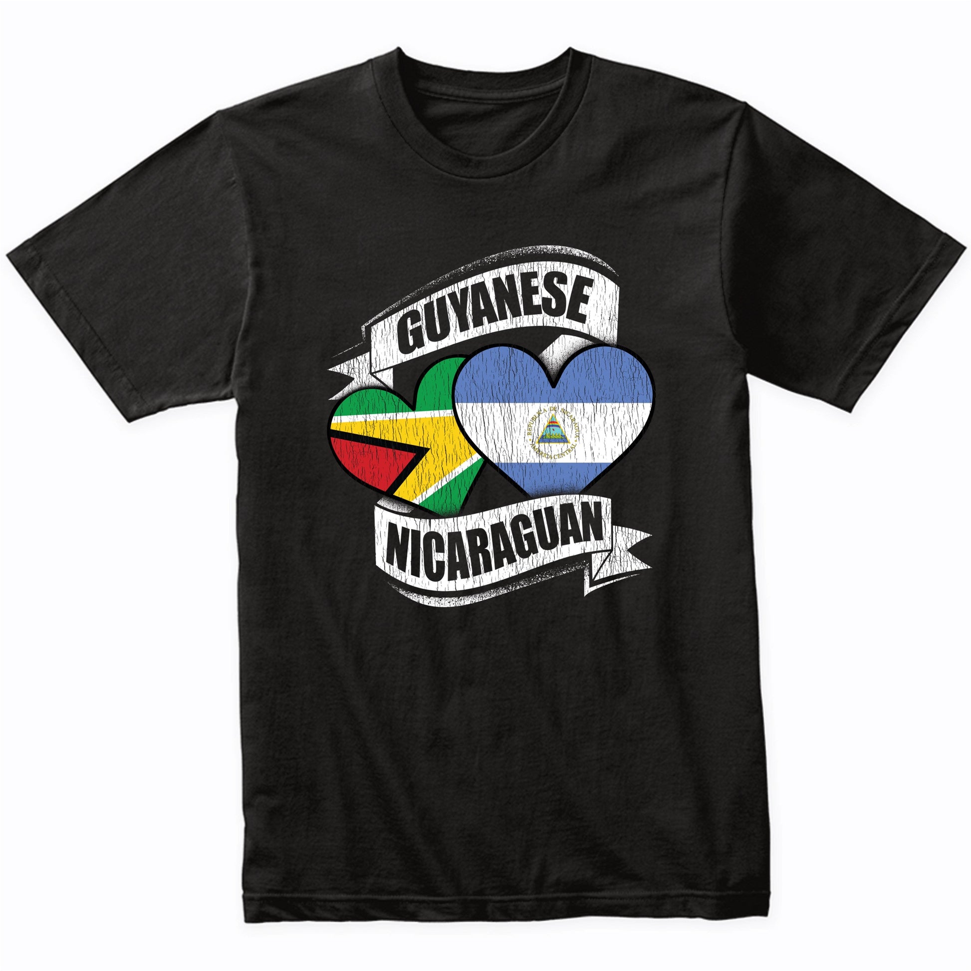 Guyanese Nicaraguan Hearts Guyana Nicaragua Flags T-Shirt