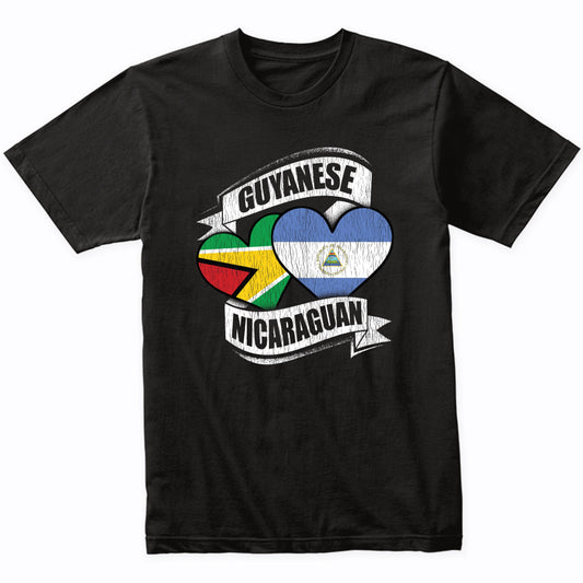 Guyanese Nicaraguan Hearts Guyana Nicaragua Flags T-Shirt