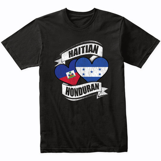 Haitian Honduran Hearts Haiti Honduras Flags T-Shirt