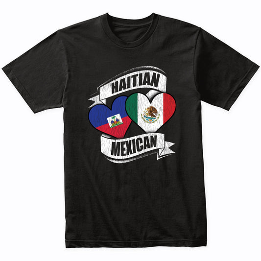 Haitian Mexican Hearts Haiti Mexico Flags T-Shirt