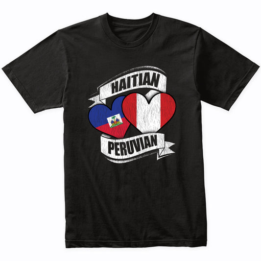 Haitian Peruvian Hearts Haiti Peru Flags T-Shirt
