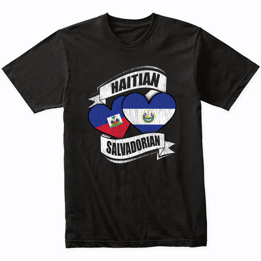 Haitian Salvadorian Hearts Haiti El Salvador Flags T-Shirt