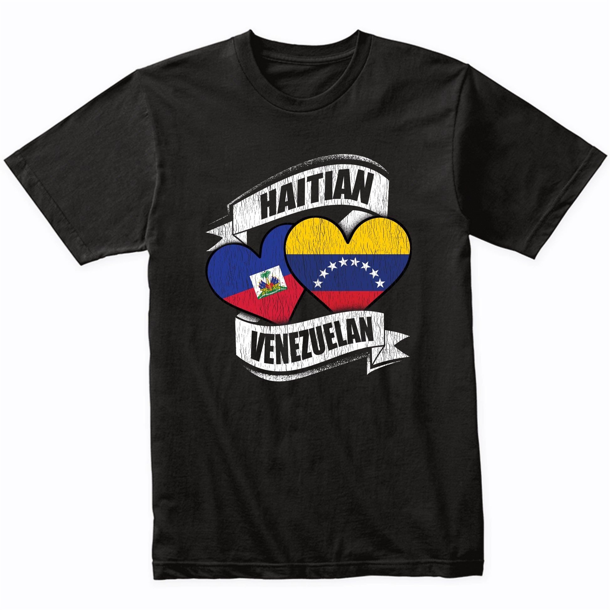 Haitian Venezuelan Hearts Haiti Venezuela Flags T-Shirt