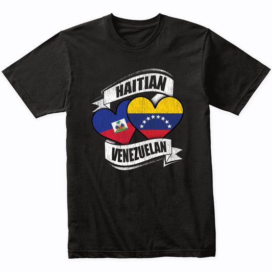 Haitian Venezuelan Hearts Haiti Venezuela Flags T-Shirt