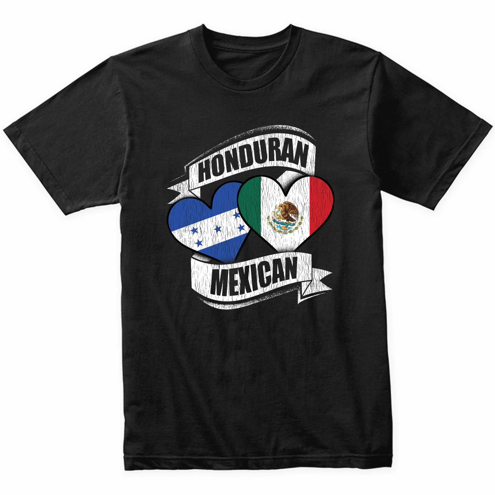 Honduran Mexican Hearts Honduras Mexico Flags T-Shirt