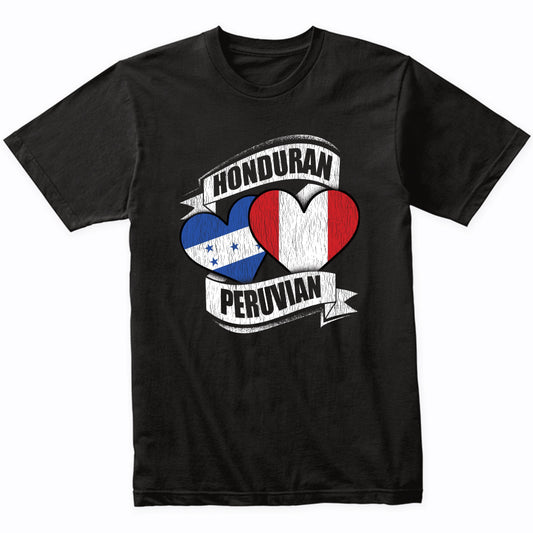 Honduran Peruvian Hearts Honduras Peru Flags T-Shirt