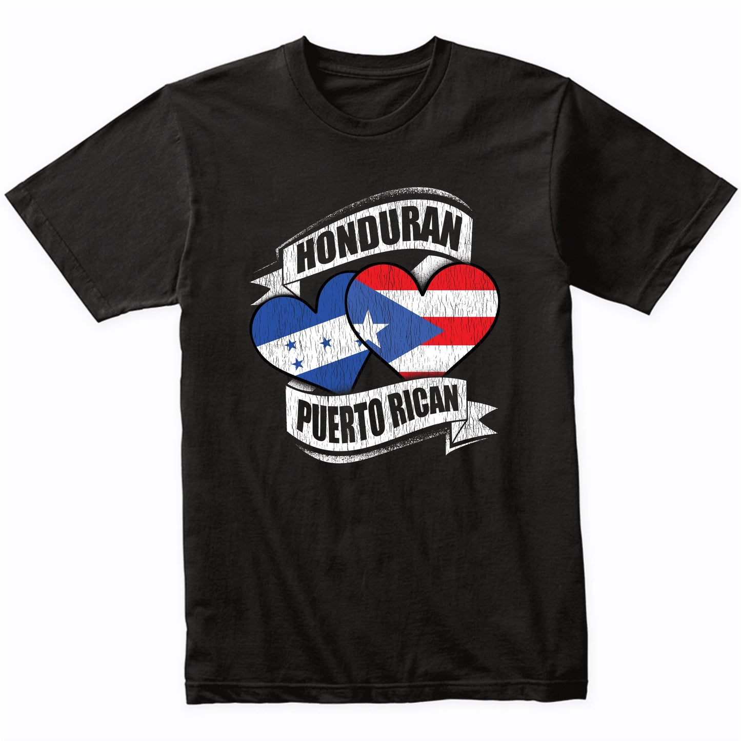 Honduran Puerto Rican Hearts Honduras Puerto Rico Flags T-Shirt