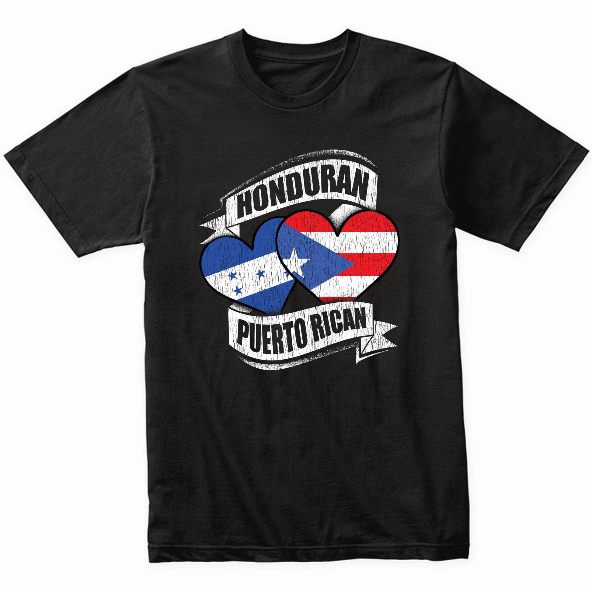 Honduran Puerto Rican Hearts Honduras Puerto Rico Flags T-Shirt