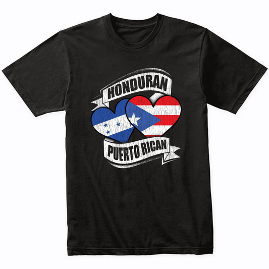 Honduran Puerto Rican Hearts Honduras Puerto Rico Flags T-Shirt