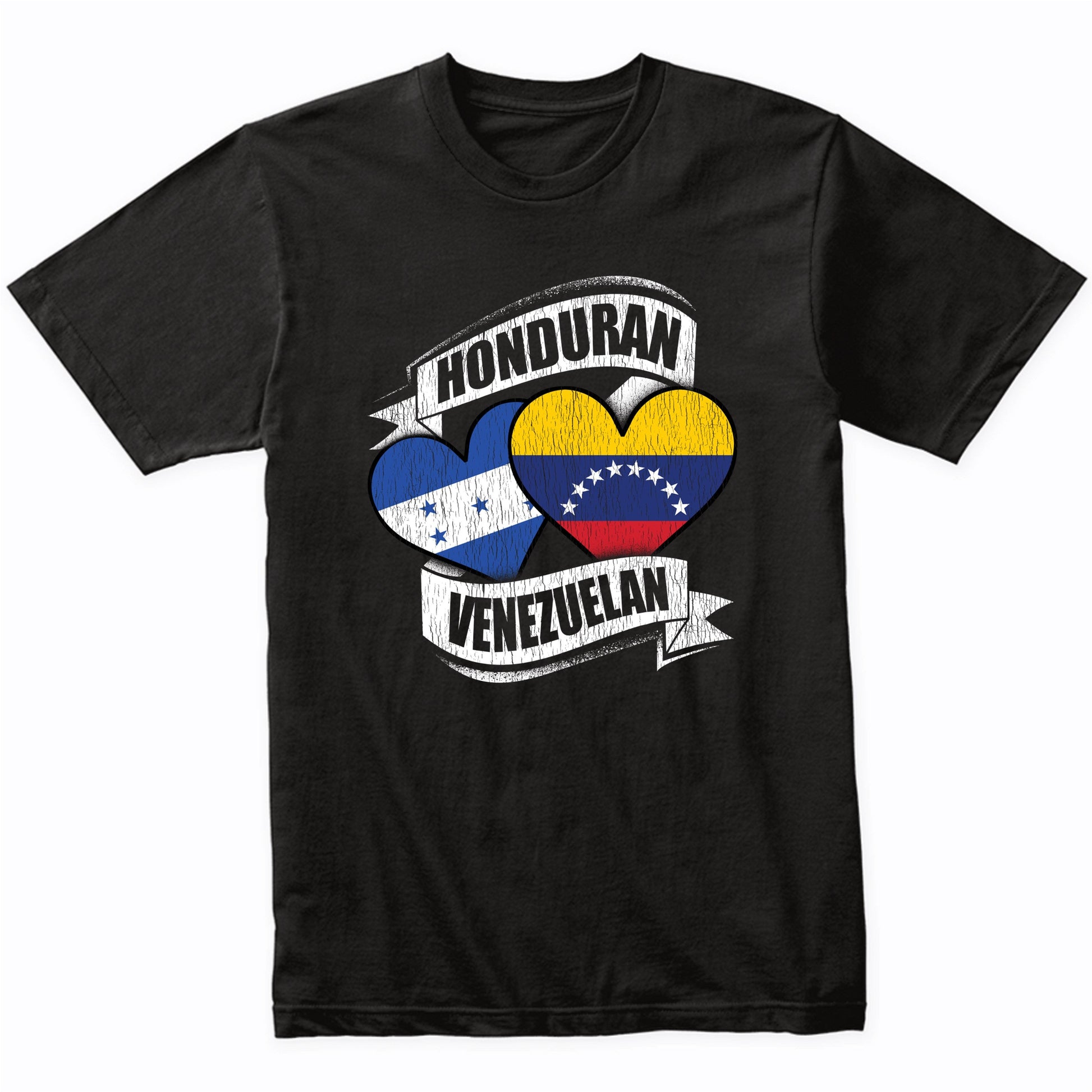 Honduran Venezuelan Hearts Honduras Venezuela Flags T-Shirt