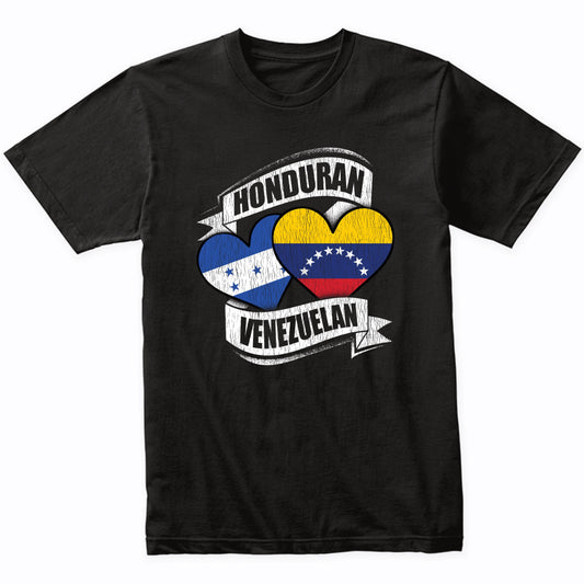 Honduran Venezuelan Hearts Honduras Venezuela Flags T-Shirt