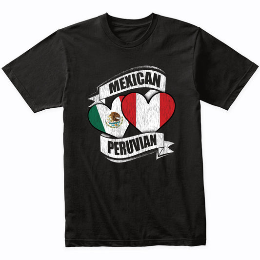 Mexican Peruvian Hearts Mexico Peru Flags T-Shirt