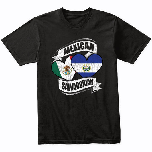 Mexican Salvadorian Hearts Mexico El Salvador Flags T-Shirt