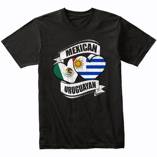 Mexican Uruguayan Hearts Mexico Uruguay Flags T-Shirt