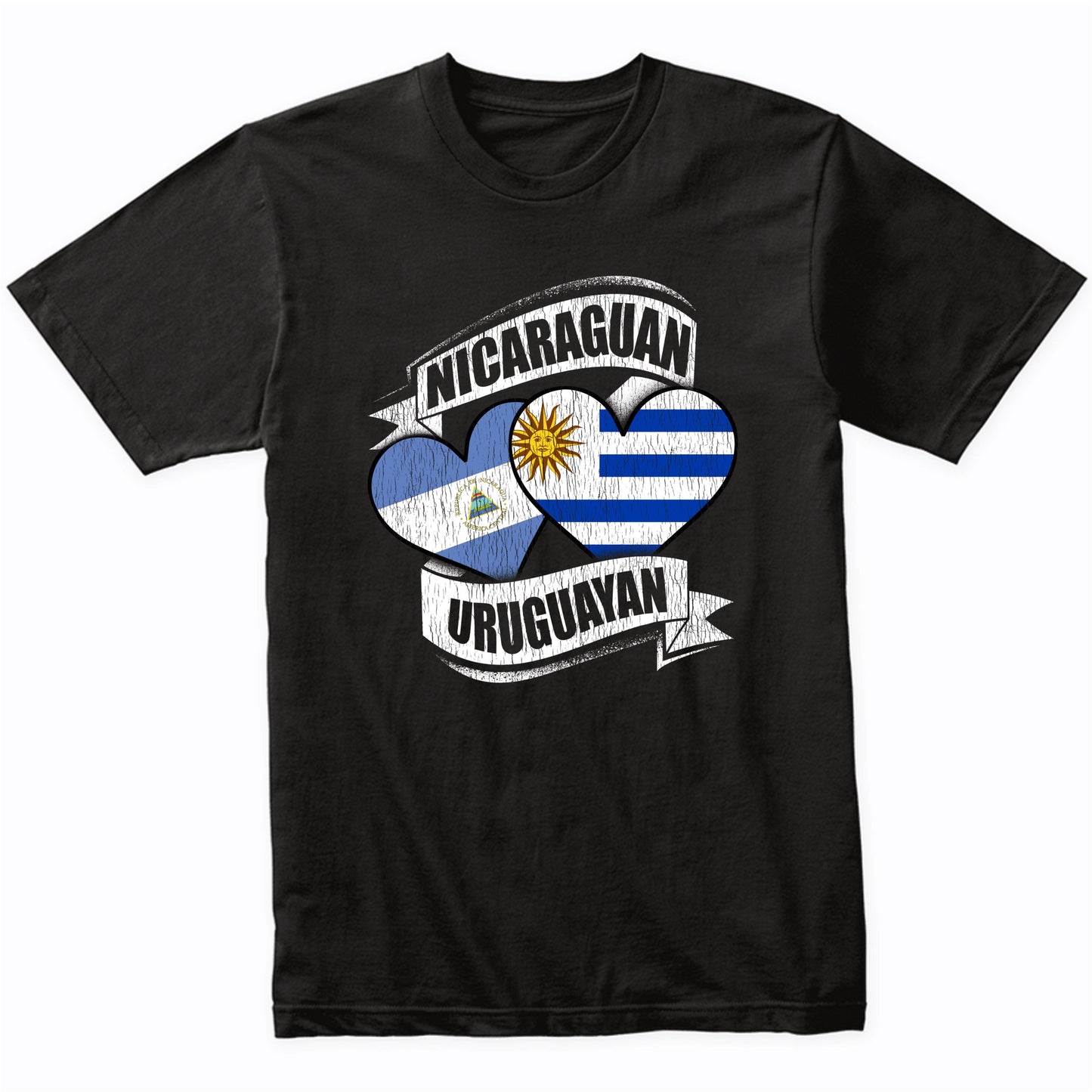 Nicaraguan Uruguayan Hearts Nicaragua Uruguay Flags T-Shirt