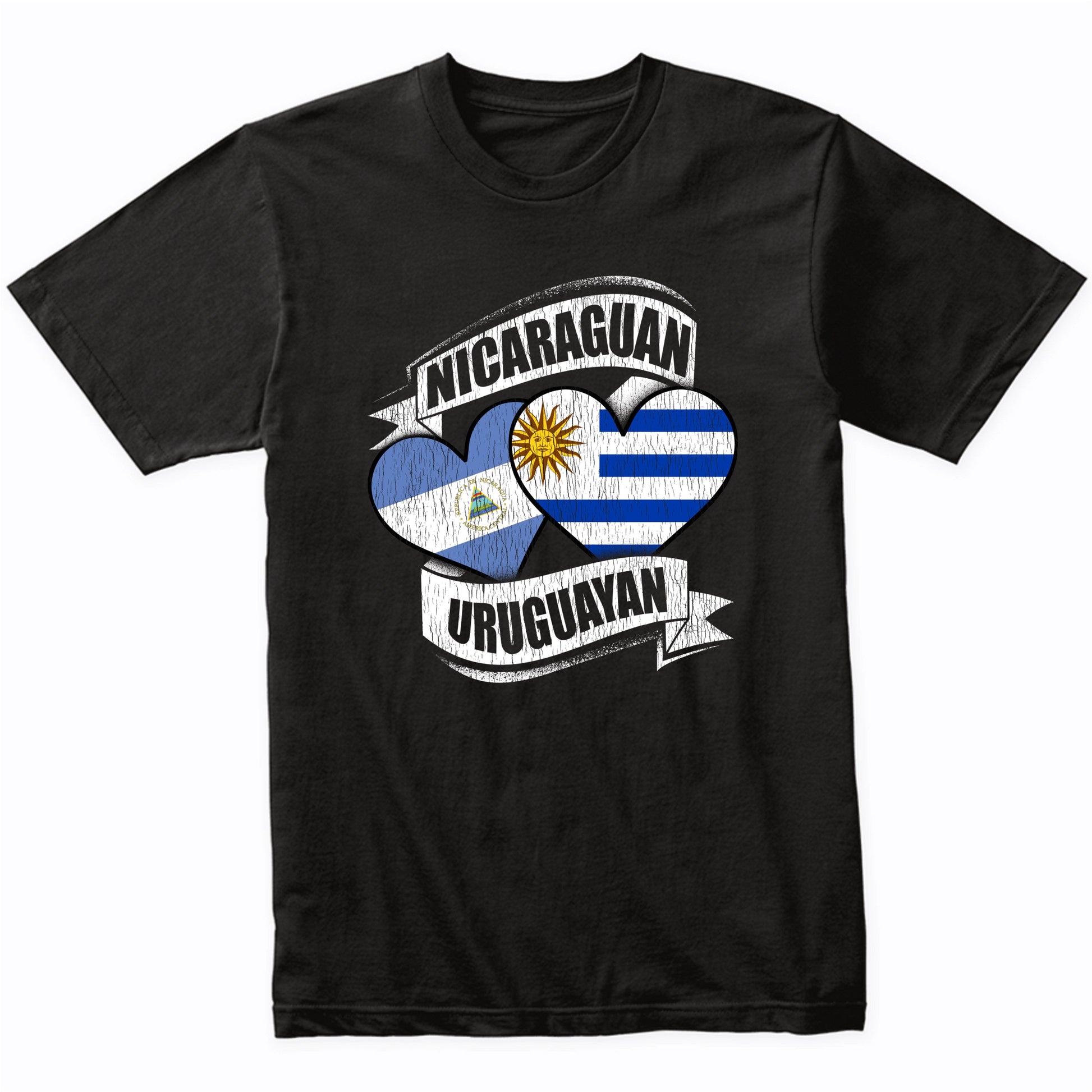 Nicaraguan Uruguayan Hearts Nicaragua Uruguay Flags T-Shirt