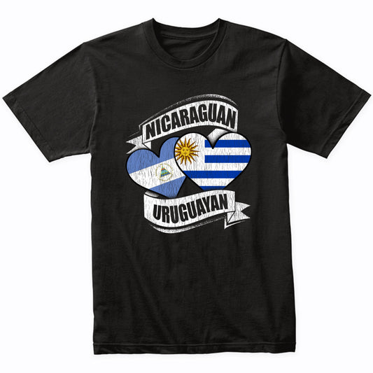Nicaraguan Uruguayan Hearts Nicaragua Uruguay Flags T-Shirt