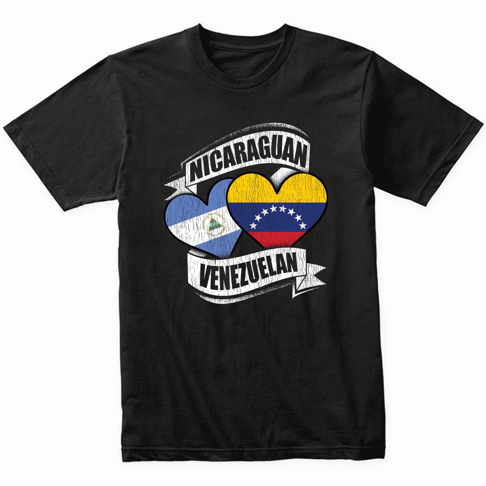 Nicaraguan Venezuelan Hearts Nicaragua Venezuela Flags T-Shirt