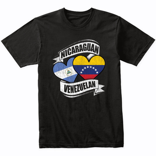 Nicaraguan Venezuelan Hearts Nicaragua Venezuela Flags T-Shirt