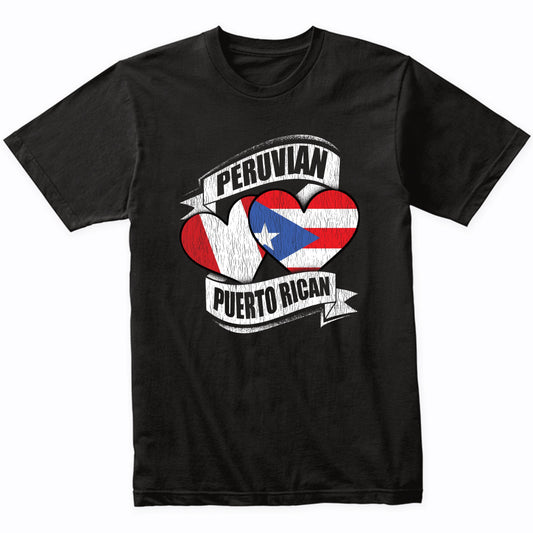 Peruvian Puerto Rican Hearts Peru Puerto Rico Flags T-Shirt