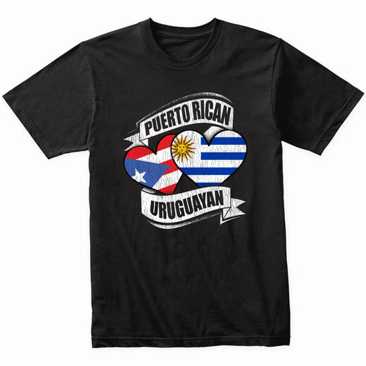 Puerto Rican Uruguayan Hearts Puerto Rico Uruguay Flags T-Shirt
