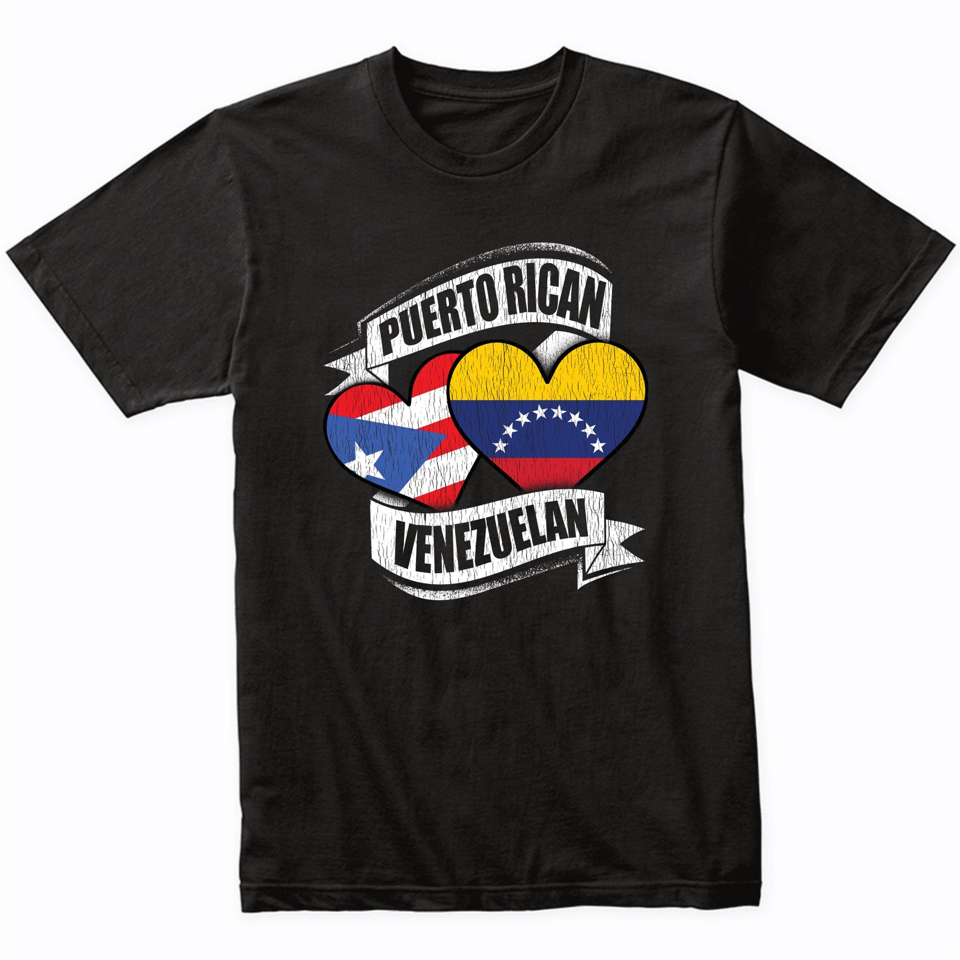 Puerto Rican Venezuelan Hearts Puerto Rico Venezuela Flags T-Shirt