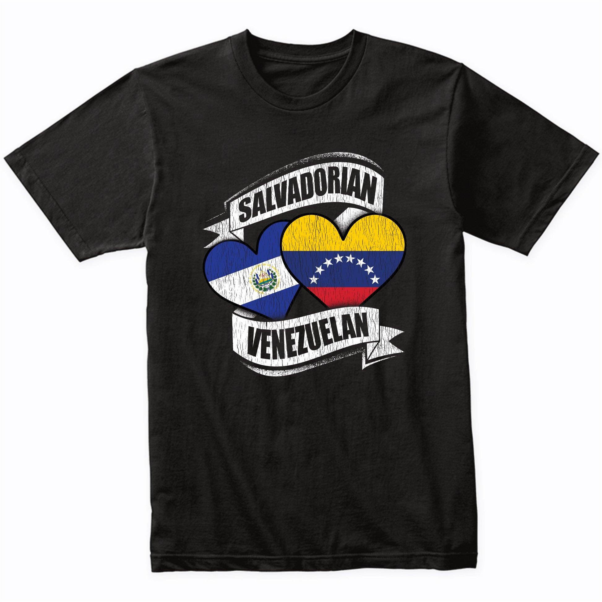 Salvadorian Venezuelan Hearts El Salvador Venezuela Flags T-Shirt