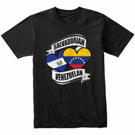Salvadorian Venezuelan Hearts El Salvador Venezuela Flags T-Shirt