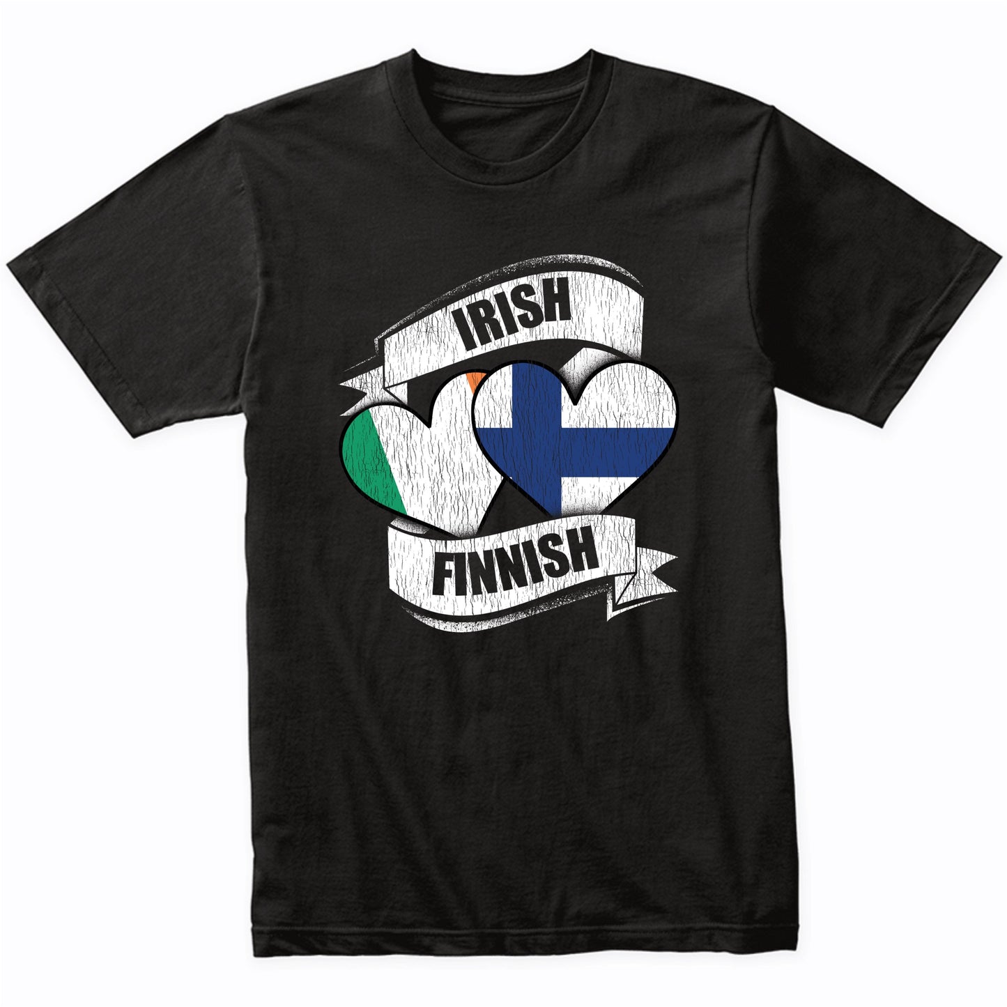 Irish Finnish Hearts Ireland Finland Flags T-Shirt