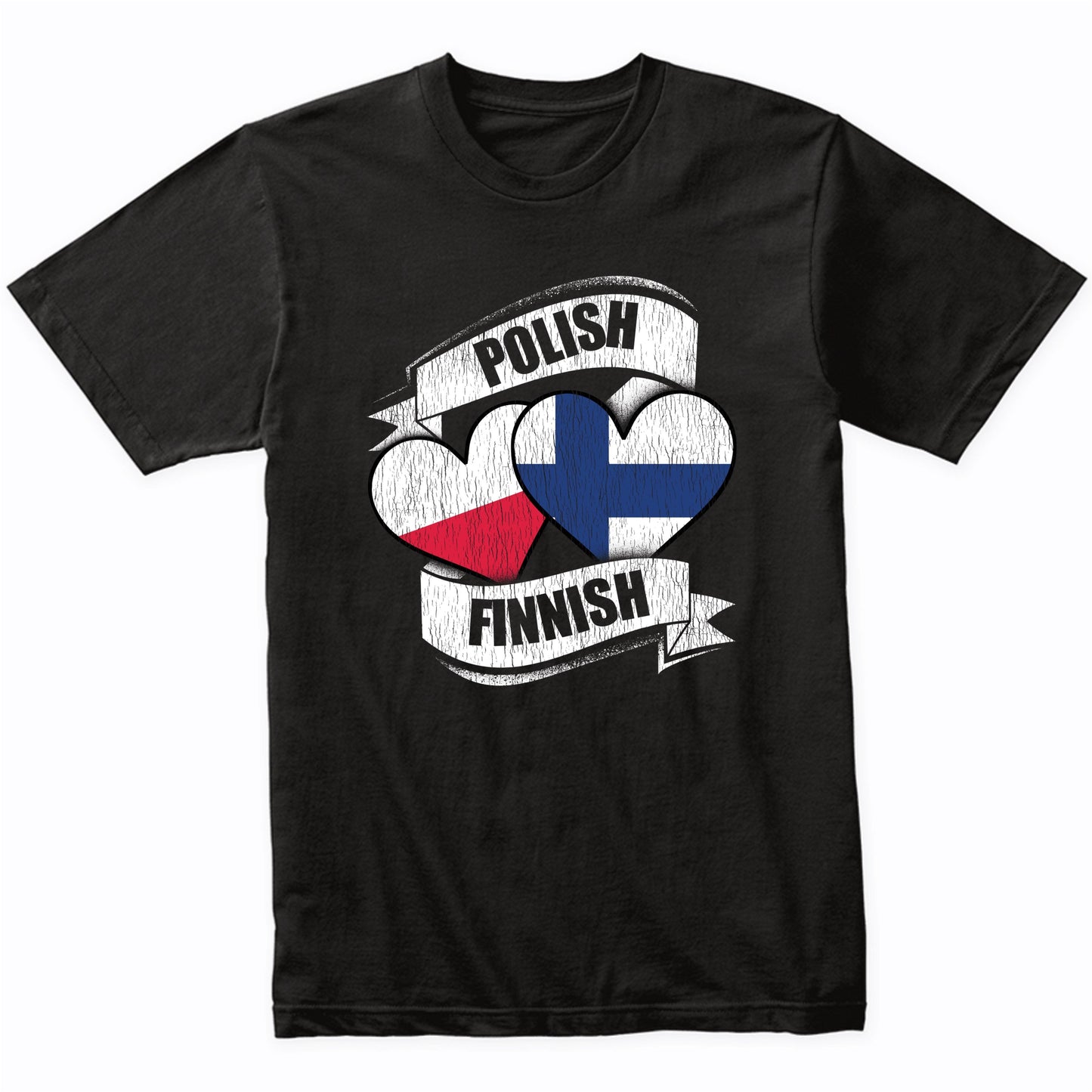 Polish Finnish Hearts Poland Finland Flags T-Shirt