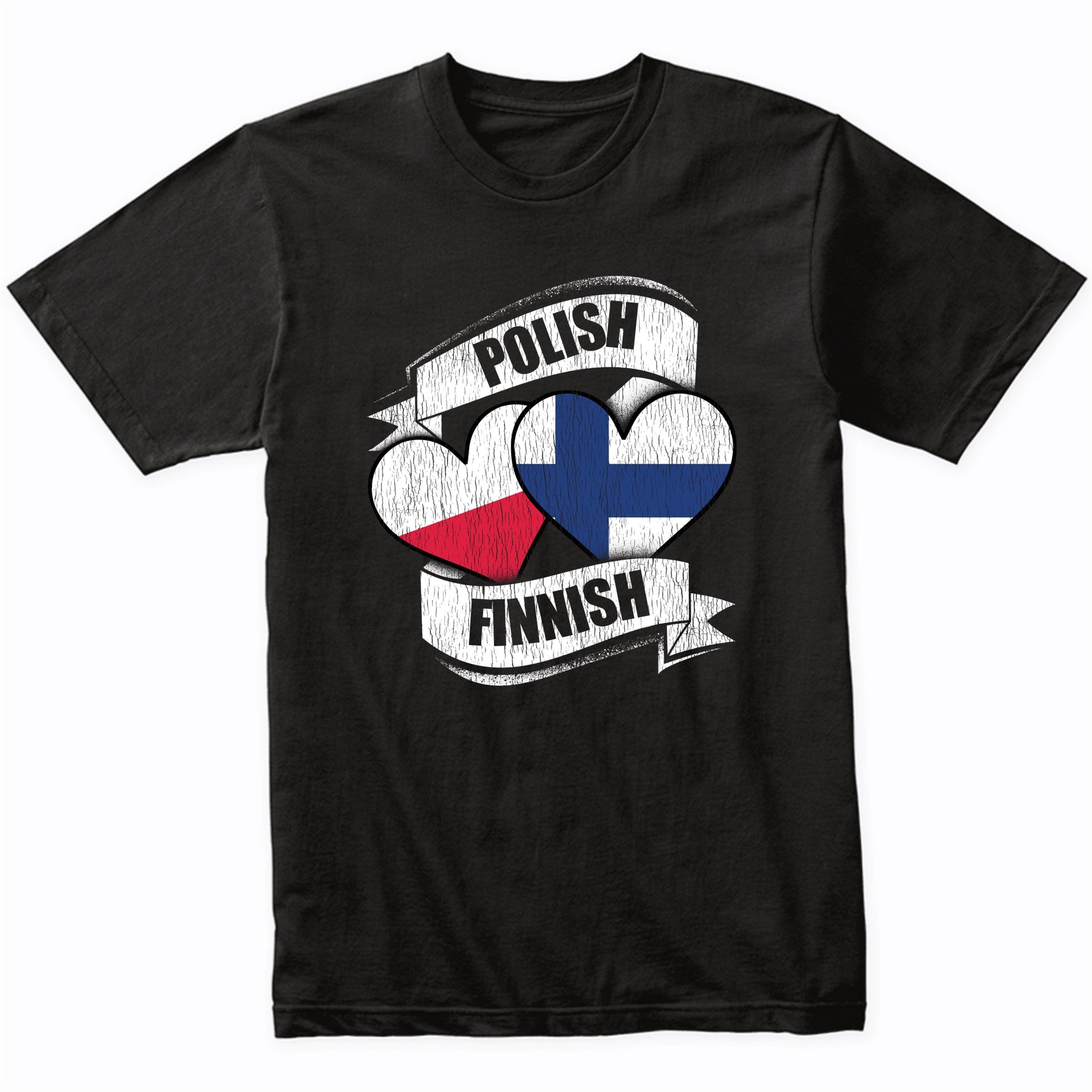 Polish Finnish Hearts Poland Finland Flags T-Shirt