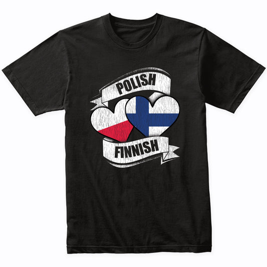 Polish Finnish Hearts Poland Finland Flags T-Shirt