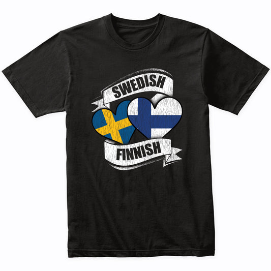 Swedish Finnish Hearts Sweden Finland Flags T-Shirt