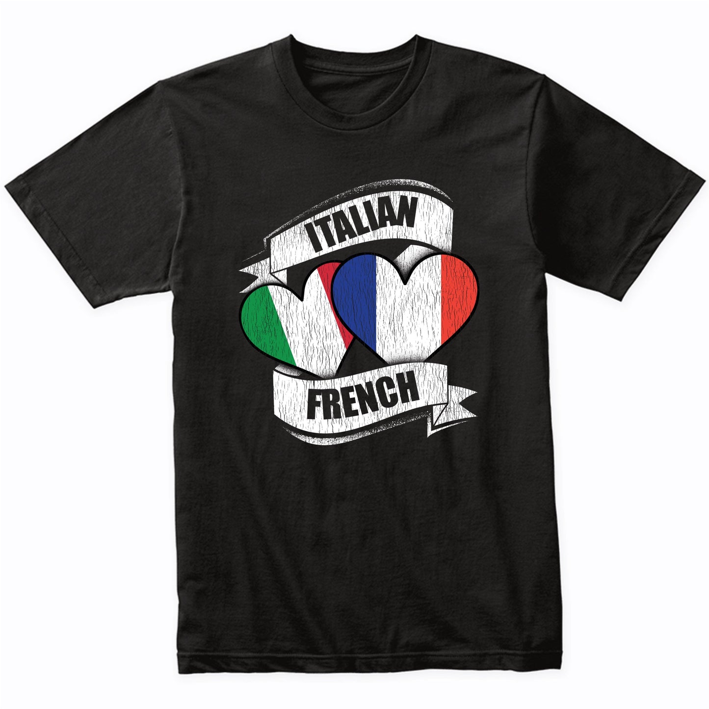 Italian French Hearts Italy France Flags T-Shirt