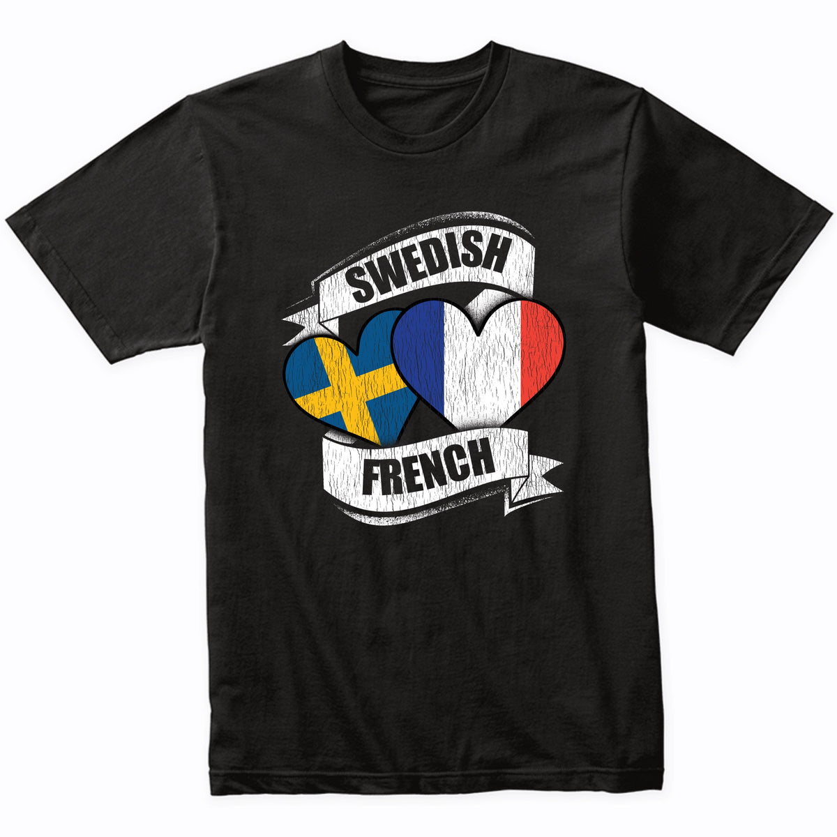 Swedish French Hearts Sweden France Flags T-Shirt