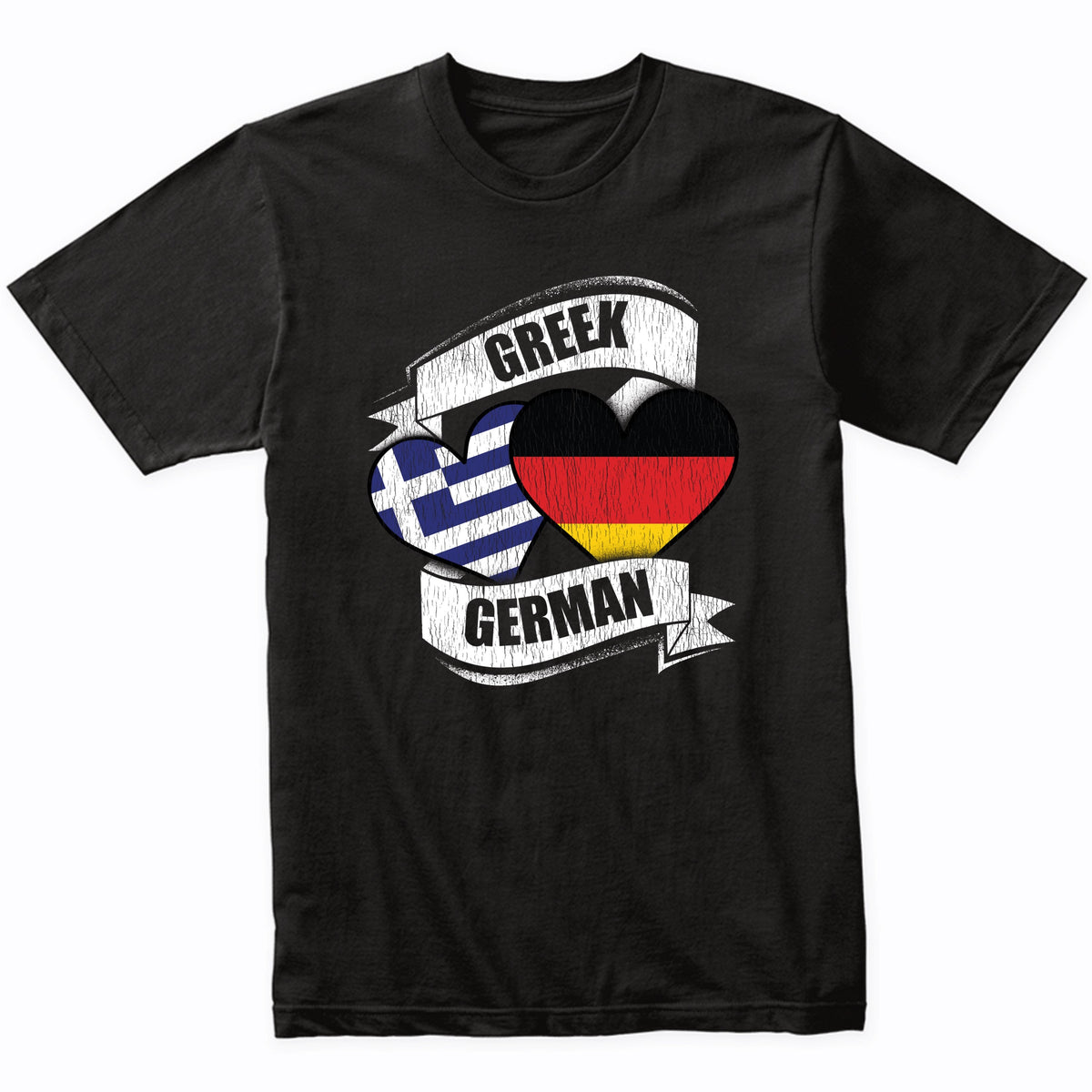 Greek German Hearts Greece Germany Flags T-Shirt
