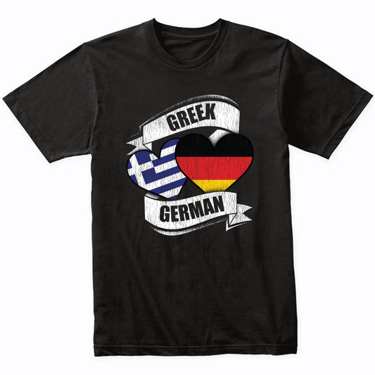 Greek German Hearts Greece Germany Flags T-Shirt