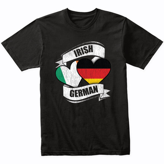 Irish German Hearts Ireland Germany Flags T-Shirt