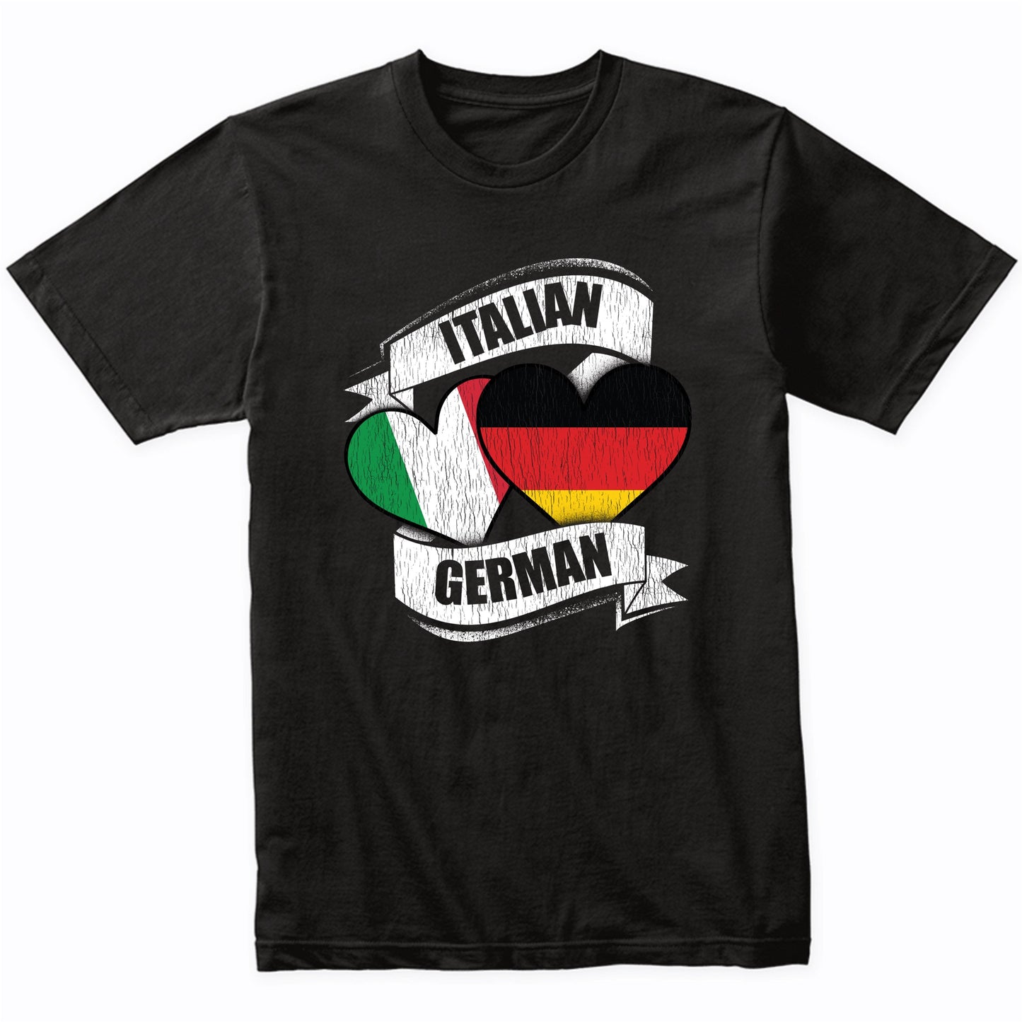 Italian German Hearts Italy Germany Flags T-Shirt