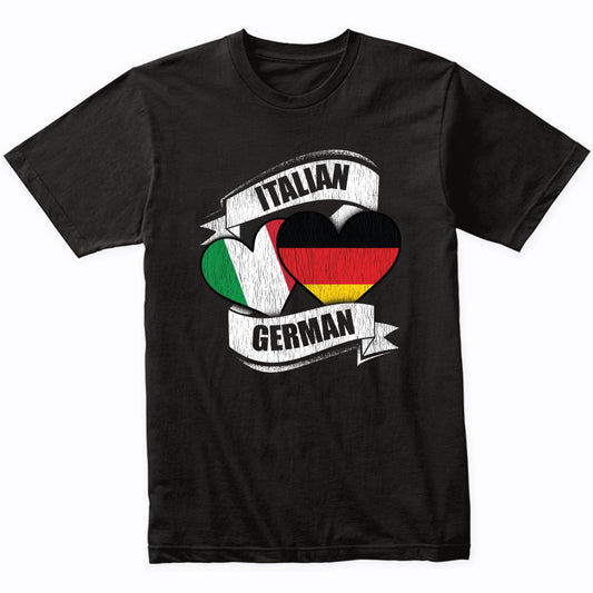 Italian German Hearts Italy Germany Flags T-Shirt