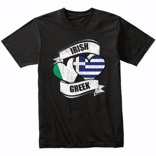 Irish Greek Hearts Ireland Greece Flags T-Shirt